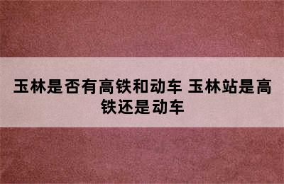 玉林是否有高铁和动车 玉林站是高铁还是动车